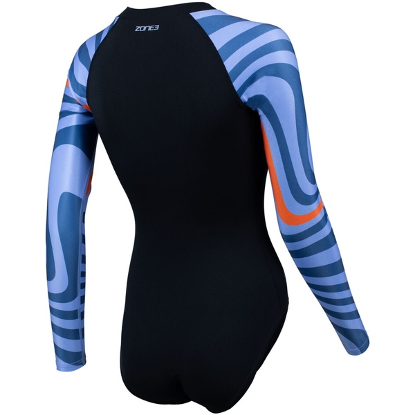 2025 ZONE3 Womens OWS Renew Long Sleeve Swimsuit SW25WOWSLS101 - Black / Multi Blue